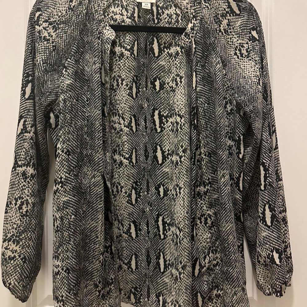 J. Crew Factory Long Sleeve Gray Snake Skin Blouse